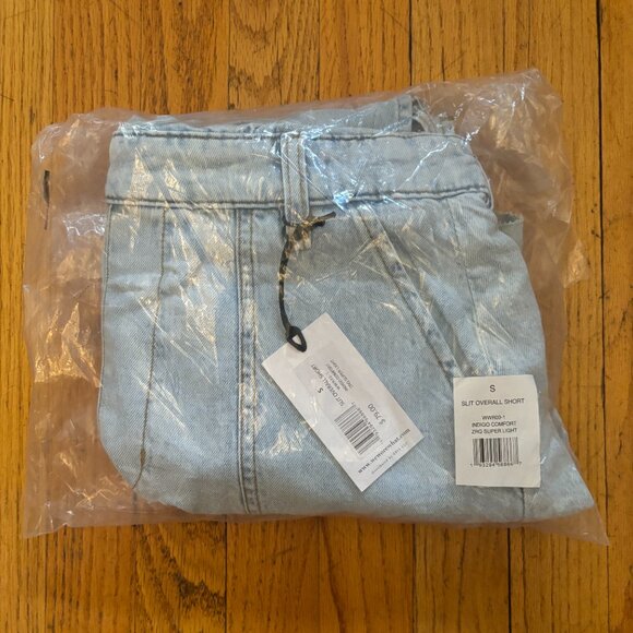 WeWoreWhat Slit Indigo Overall Short, Super Light Wash - NWT, Size S - Picture 16 of 16